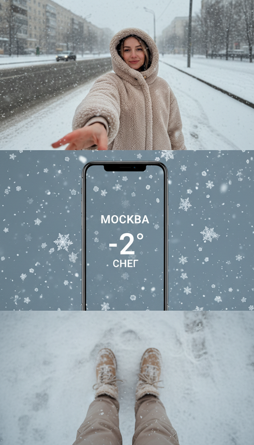 зимняя прогулка триптих с погодой