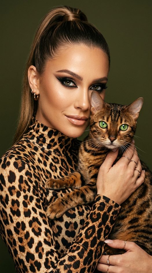 студийная фотосессия с бенгальской кошкой
