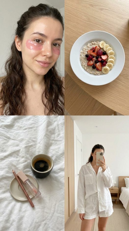 коллаж для соцсетей с утренней эстетикой