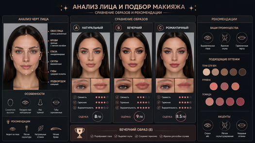 анализ лица и подбор макияжа по фото