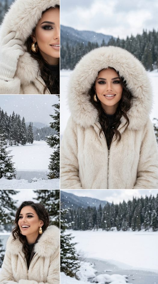 зимняя fashion фотосессия у замерзшего озера