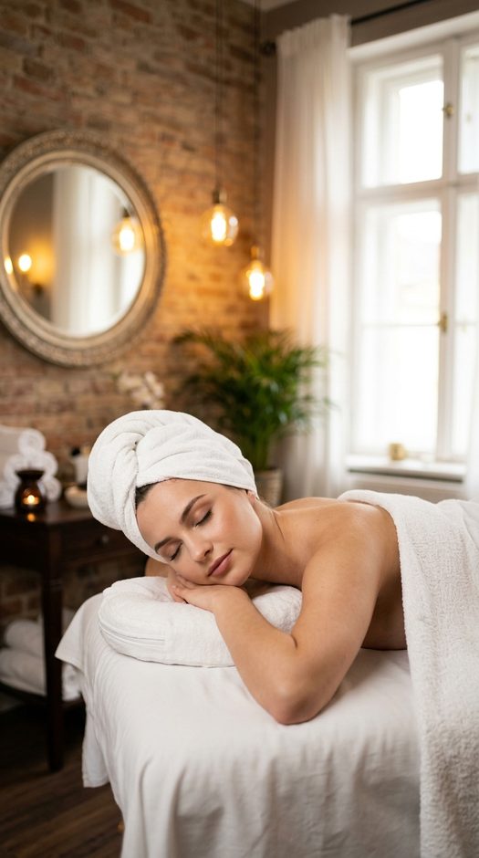 женщина в luxury spa на массажном столе