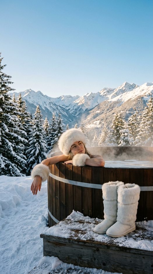 зимняя фотосессия в купели с видом на горы