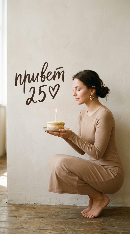 день рождения с тортом и надписью hello 25