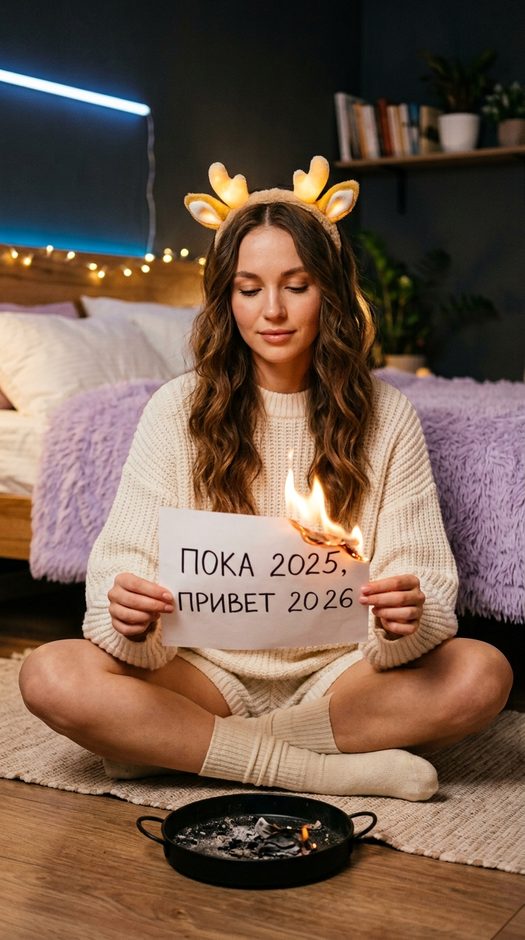 Новогодняя фотосессия с горящим листом дома