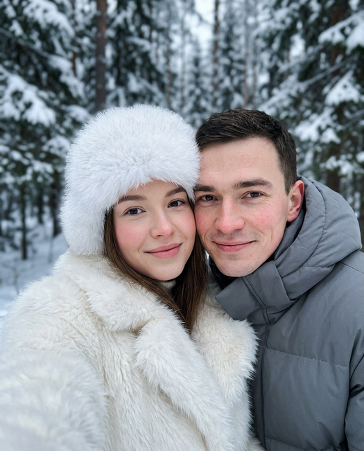 парное селфи зимой в карелии