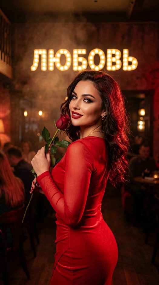 фотосессия на 14 февраля с розой и надписью love