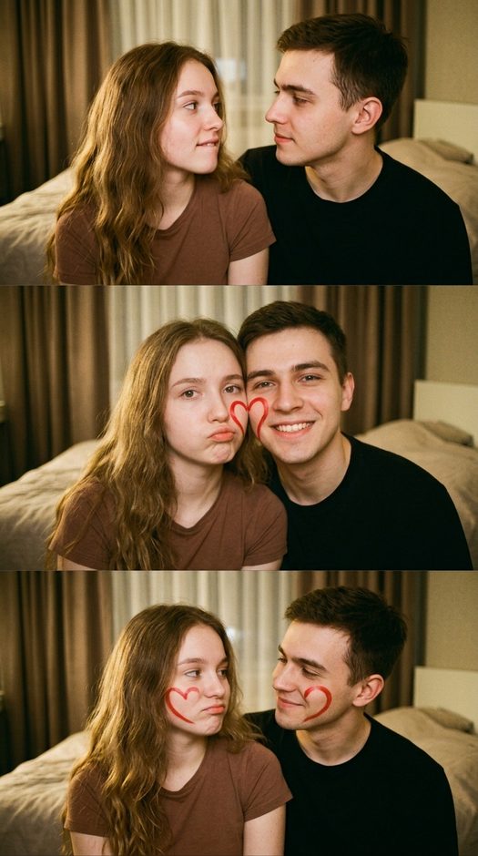 парная фотосессия коллаж в стиле вебкамеры дома