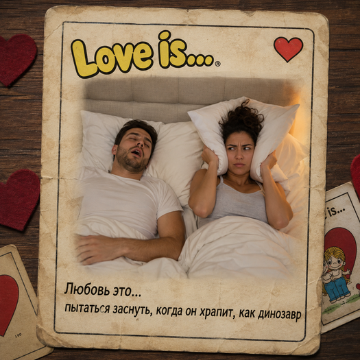 love is пара в постели с шуткой про храп