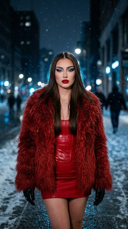 Кинематографичная фотосессия в снегу с макияжем
