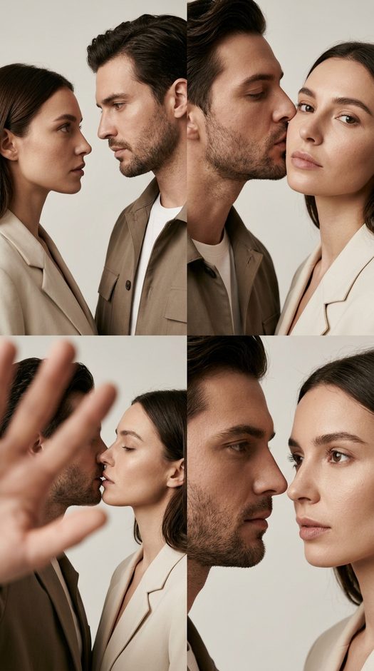 парная фотосессия коллаж из 4 студийных кадров