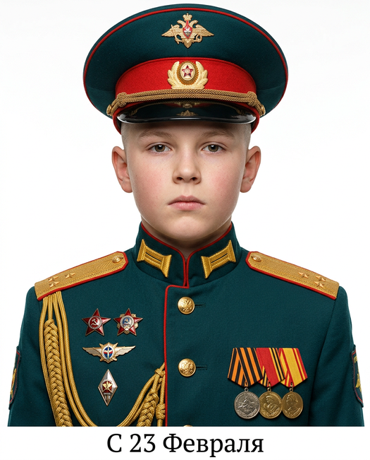 Мальчик в военной форме к 23 февраля