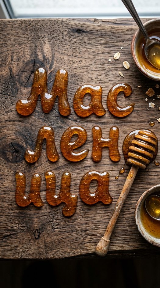 медовый 3d текст масленица на деревянном фоне