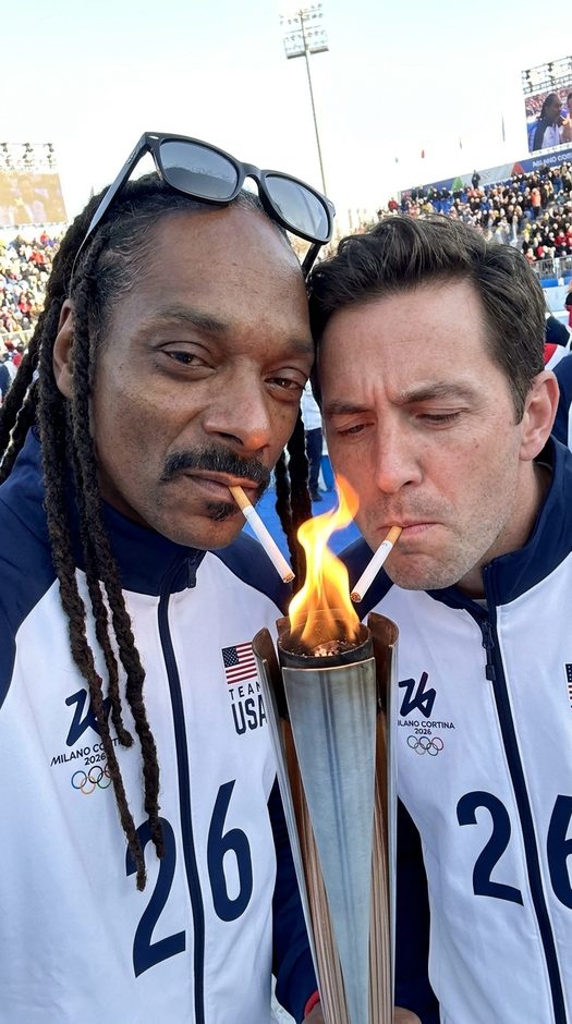 селфи с олимпийским факелом и snoop dogg