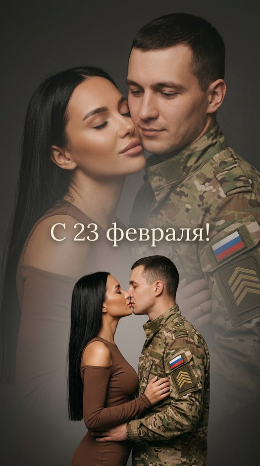 парная фотосессия к 23 февраля в двойной экспозиции