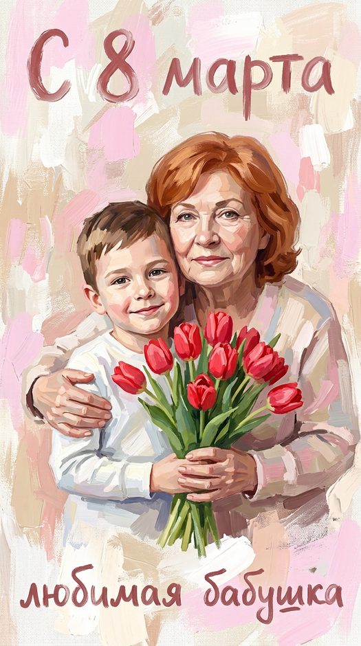 открытка бабушка с внуком на 8 марта