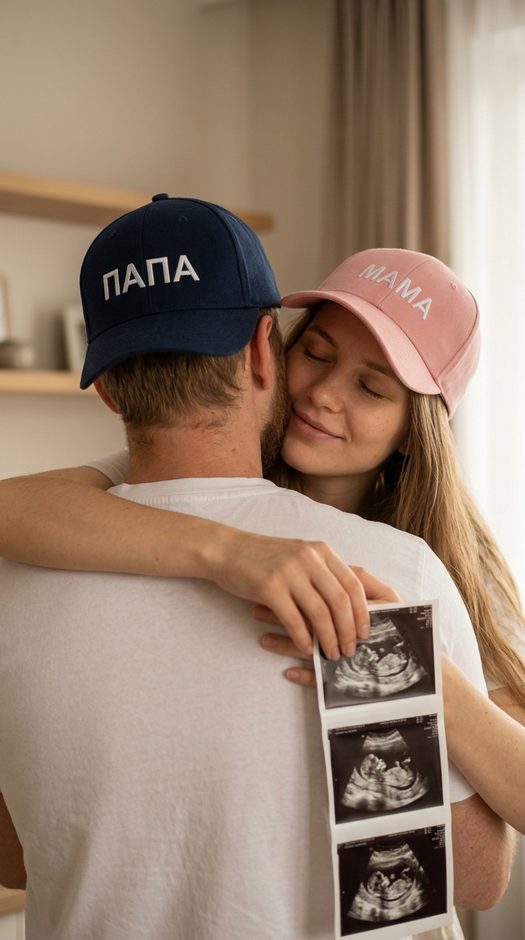 семейная фотосессия с узи и кепками mom dad