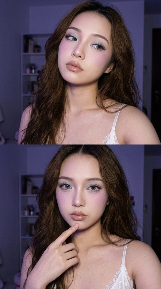 ночной селфи коллаж в стиле douyin