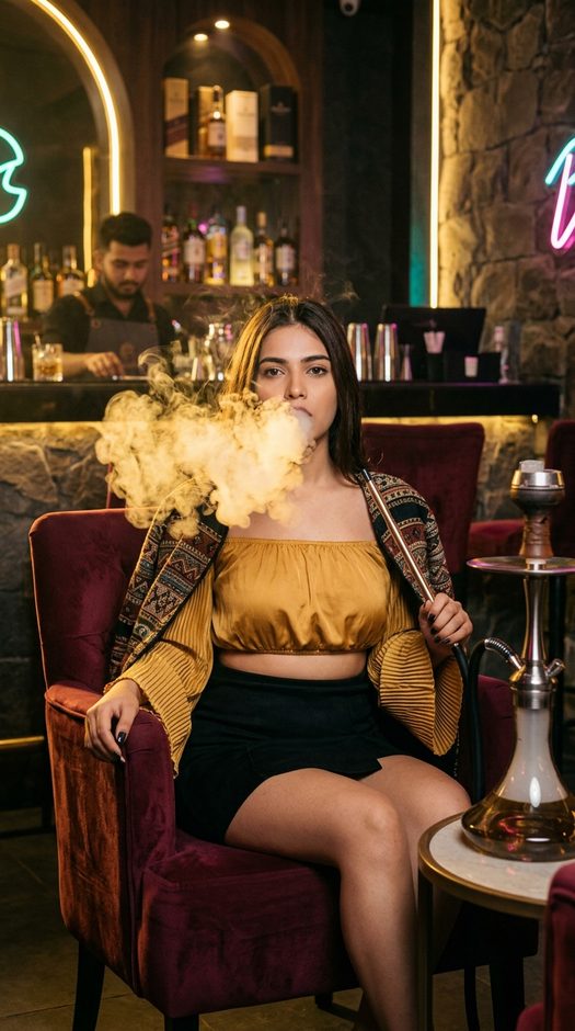 фотосессия в лаунж баре с кальяном и дымом