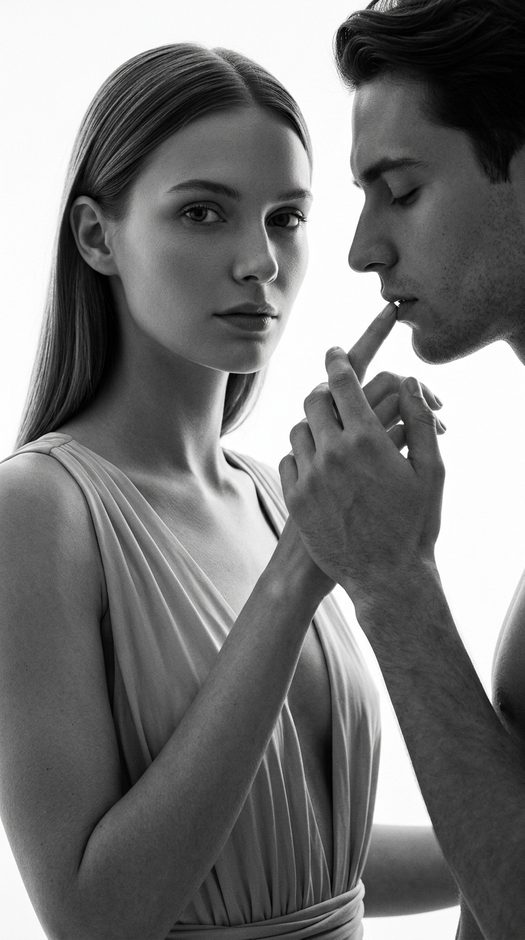черно белая fashion фотосессия пары в студии