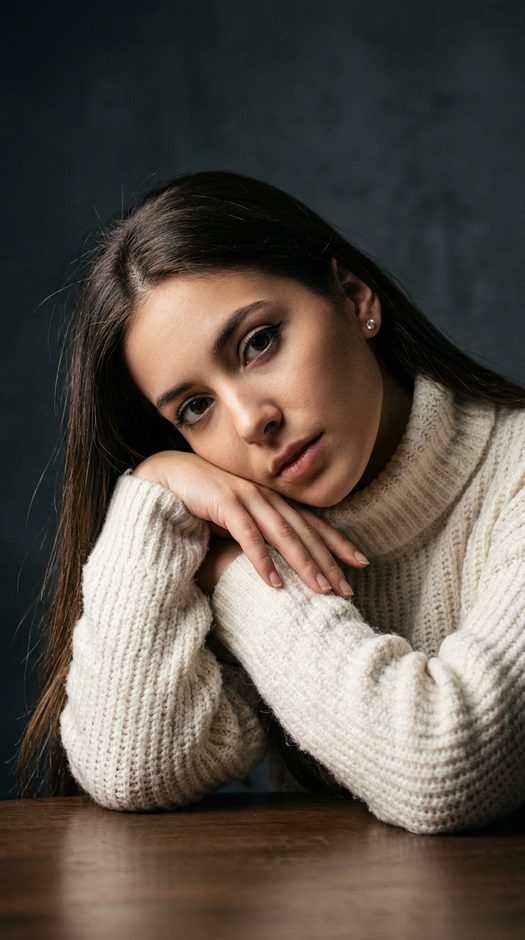 интимная фотосессия в свитере с контрастным светом
